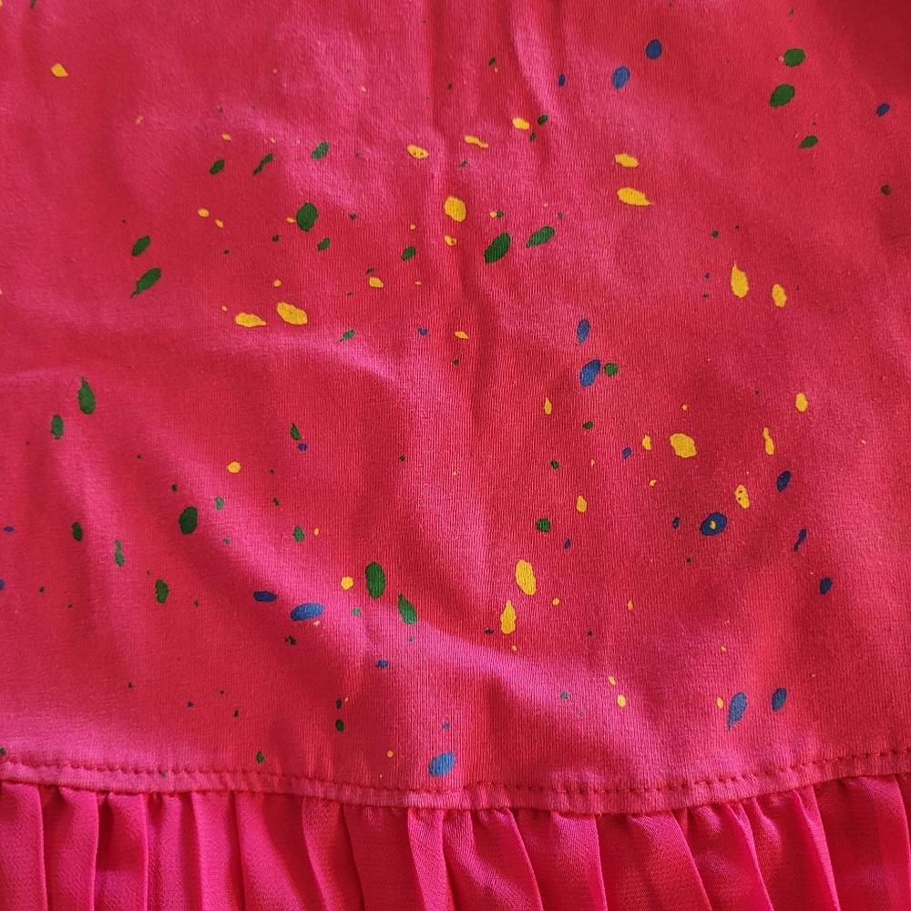 NWT B&B Ori Shop Girls Dress Pink Splatter Paris Size 4-6 Look at Measurements - Picture 3 of 4